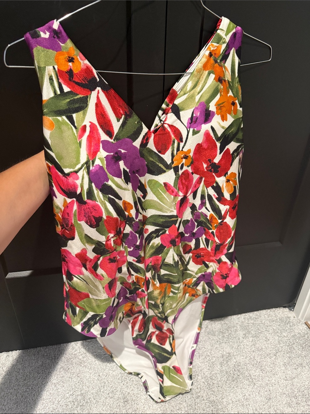 Shade & Shore Floral Swim Camisole in Red, Purple, Orange and Green